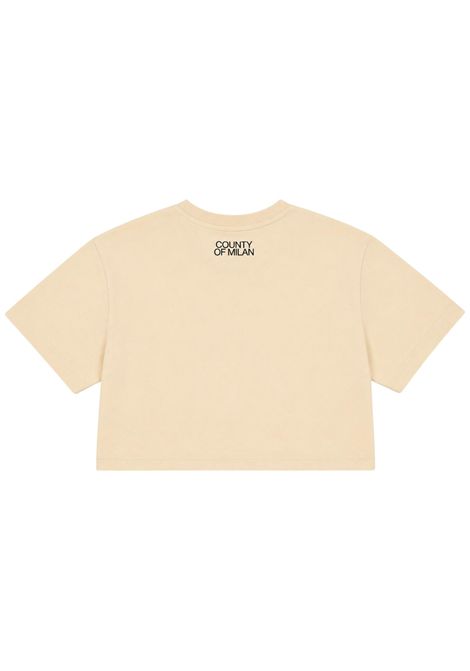 Cream cotton T-shirt for girls MARCELO BURLON | JGTH066PANNA